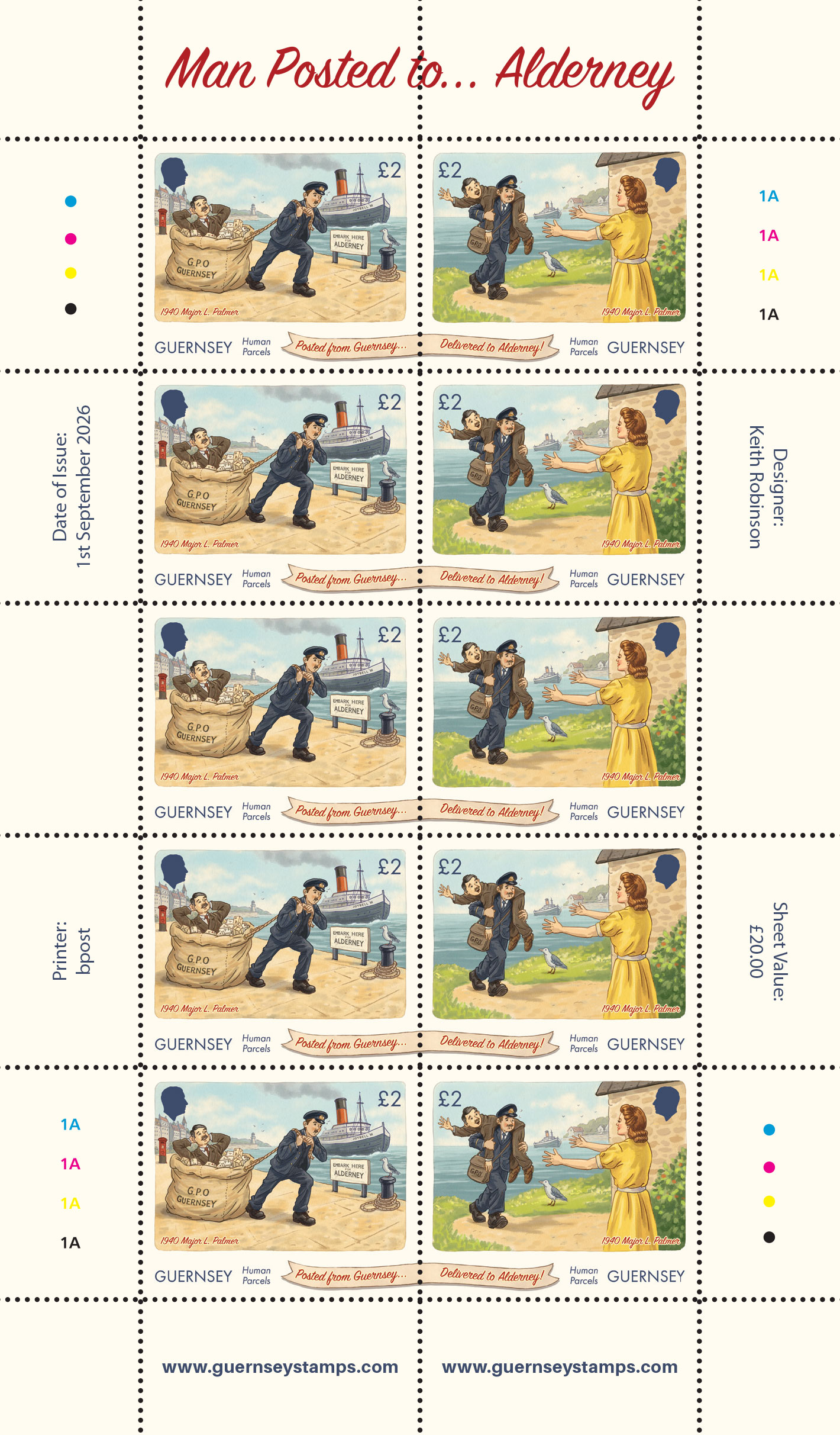 Guernsey Sheets of 5 se-tenant pairs
